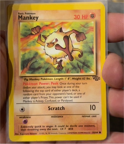 1999 Pokémon Jungle #55 Mankey — front