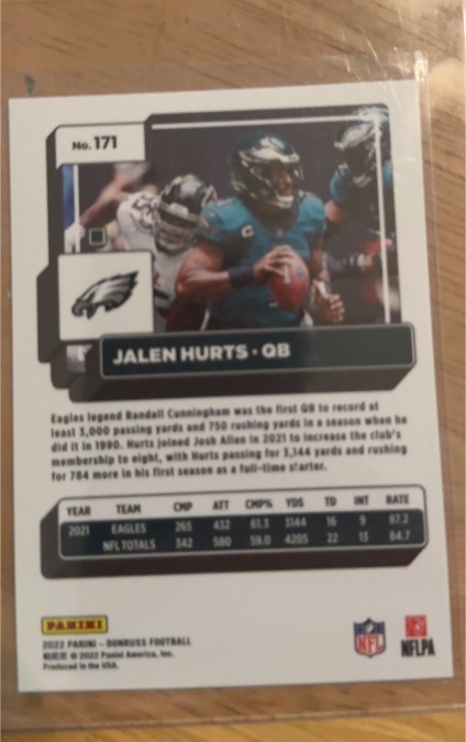 2022 Panini Donruss #171 Jalen Hurts — front