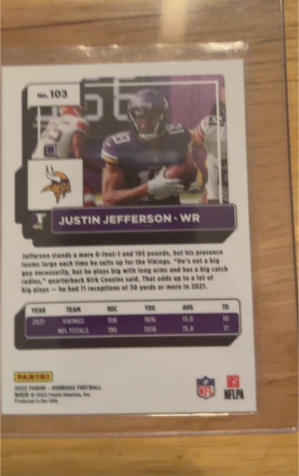 2022 Panini Donruss #103 Justin Jefferson — front