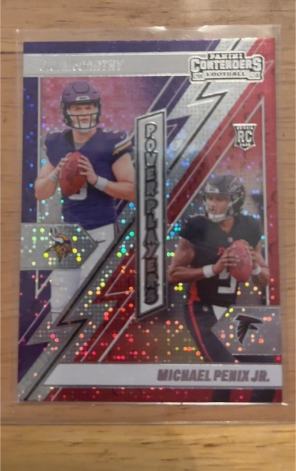 2024 Panini Contenders #21 JJ McCarthy / Michael Penix Jr. Power Players — front