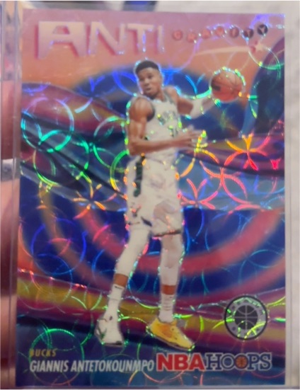 2023-24 Panini NBA Hoops Premium Stock #12 Giannis Antetokounmpo Anti Gravity — front