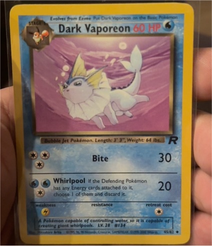 2000 Pokémon Team Rocket #45 Dark Vaporeon — front