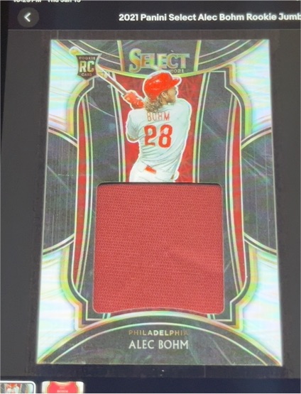 2021 Panini Select Rookie Jumbo Swatch #9 Alec Bohm — front