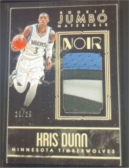 2016-17 Panini Noir Kris Dunn Rookie Jumbo Materials Prime #/25 — front