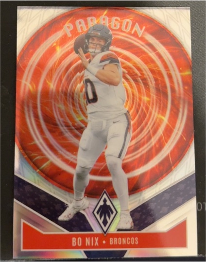 2025 Panini Phoenix #14 Bo Nix Paragon Silver Holo — front