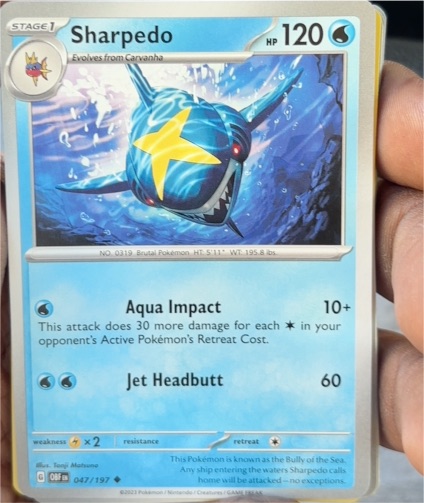 2023 Pokémon SV03: Obsidian Flames #047 Sharpedo — front