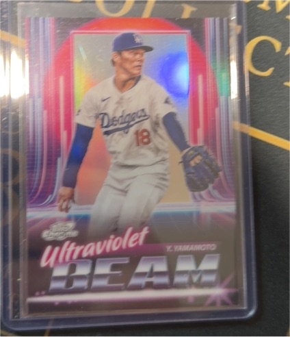 2025 Topps Cosmic Chrome #UB-14 Yoshinobu Yamamoto Ultraviolet Beam Dodgers — front