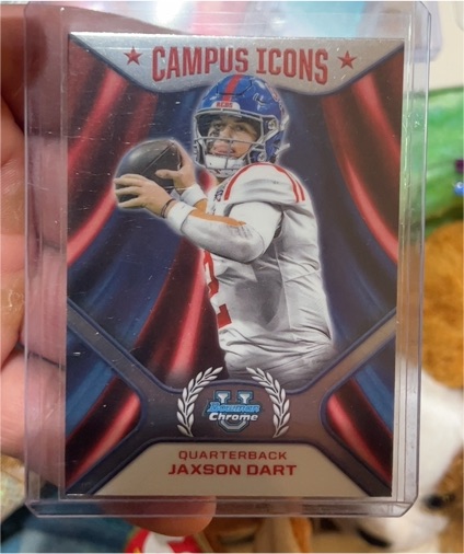 2024 Bowman University Chrome #CI-3 Jaxson Dart Campus Icons Insert — front