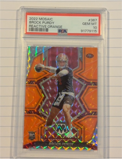 2022 Panini Mosaic #367 Brock Purdy Reactive Orange Rookie — front