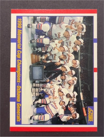 1990-91 Score Canadian #330 Memorial Cup Champions Oshawa Generals — front