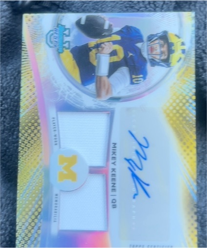2025 Bowman University Best #DRA-MKE Mikey Keene Dual Patch Auto Michigan — front