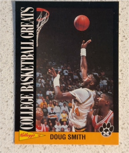 1992 Kellogg's Raisin Bran College Basketball Greats #9 Doug Smith — front