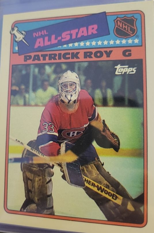 1988-89 Topps #12 Patrick Roy NHL All-Star Sticker — front