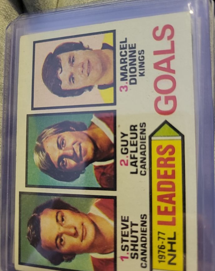 1977-78 O-Pee-Chee #1 Steve Shutt/Guy Lafleur/Marcel Dionne NHL Leaders — front