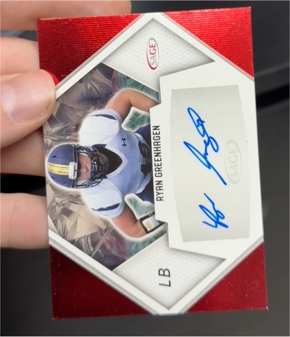 2023 Sage Football #A-RG Ryan Greenhagen Red Auto — front
