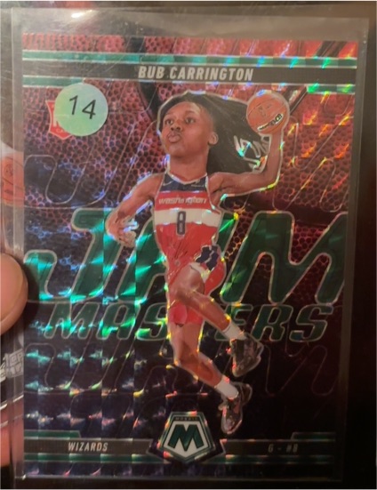 2024-25 Panini Mosaic #7 Bub Carrington Jam Masters Green Prizm Rookie — front