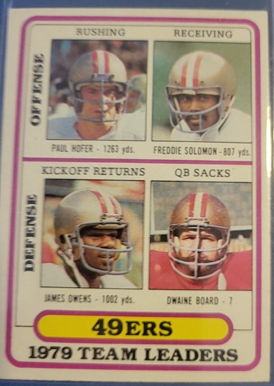 1980 Topps #526 Paul Hofer / Freddie Solomon / James Owens / Dwaine Board — front