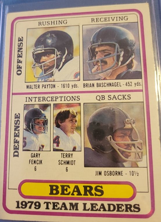 1980 Topps #226 Walter Payton / Brian Baschnagel / Gary Fencik / Terry Schmidt / Jim Osborne — front