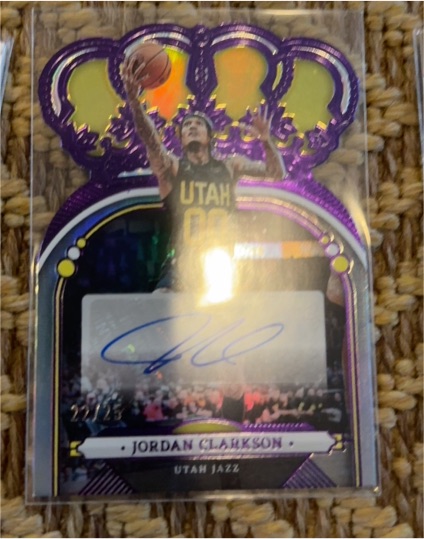 2022-23 Panini Crown Royale #CA-JCK Jordan Clarkson Crown Auto Purple #11/25 — front