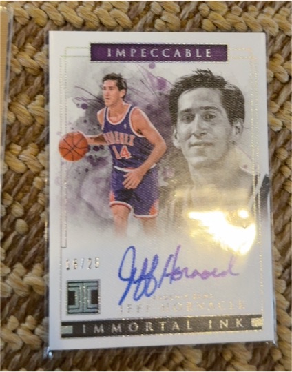 2018-19 Panini Impeccable Immortal Ink #IM-JHC Jeff Hornacek — front