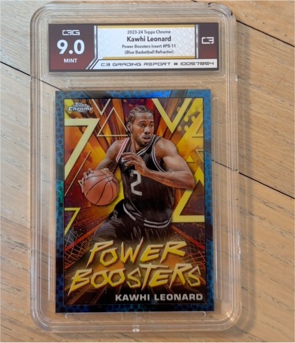 2023-24 Topps Chrome #PBP-11 Kawhi Leonard Power Boosters Insert (Blue Basketball Refractor) — front
