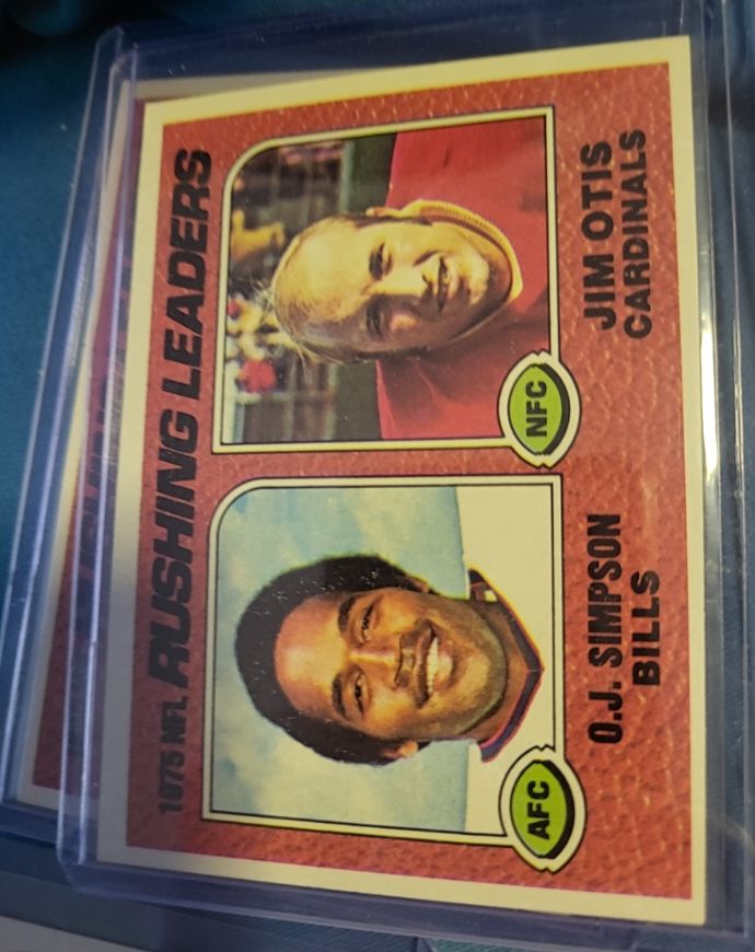 1976 Topps #203 1975 Rushing Leaders (O.J. Simpson / Jim Otis) — front