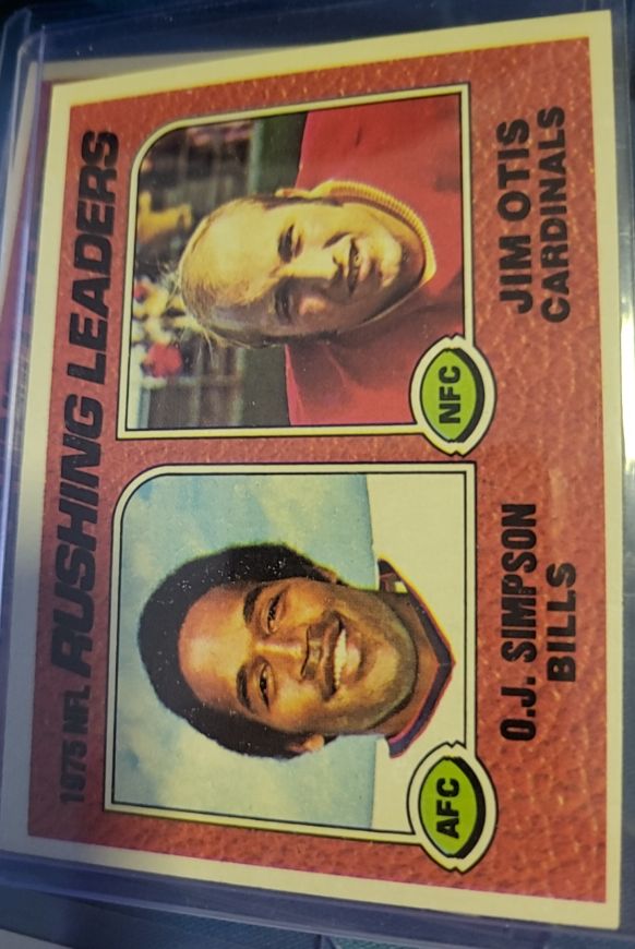 1976 Topps #203 1975 NFL Rushing Leaders O.J. Simpson / Jim Otis — front