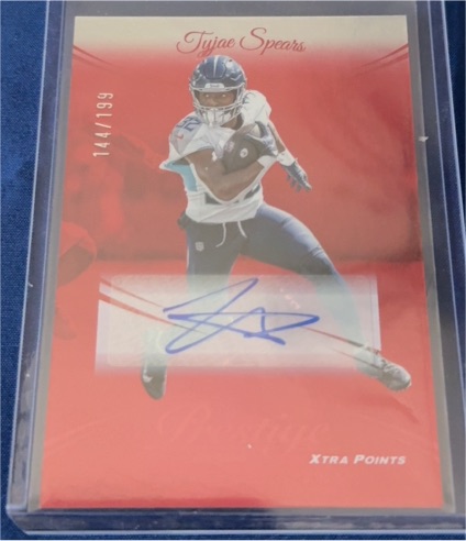 2024 Panini Prestige #287 Tyjae Spears Red Xtra Points Autograph #/199 — front