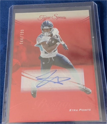 2024 Panini Prestige #287 Tyjae Spears Red Xtra Points Autograph #/199 — front