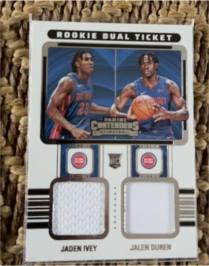 2022-23 Panini Contenders #RT2-DET Jaden Ivey / Jalen Duren Rookie Dual Ticket — front