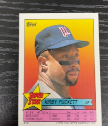 1989 Topps Sticker Back #19 Kirby Puckett — front