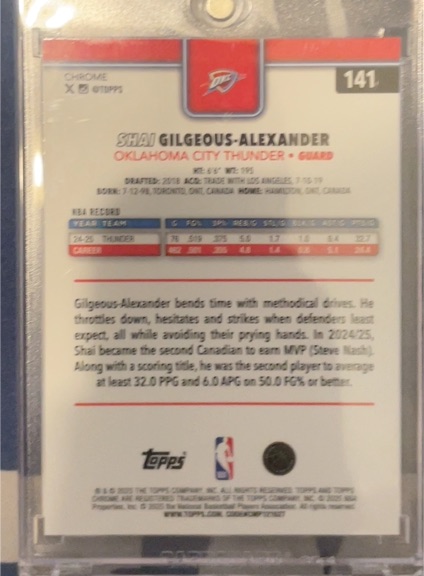 2025 Topps Chrome #141 Shai Gilgeous-Alexander — front