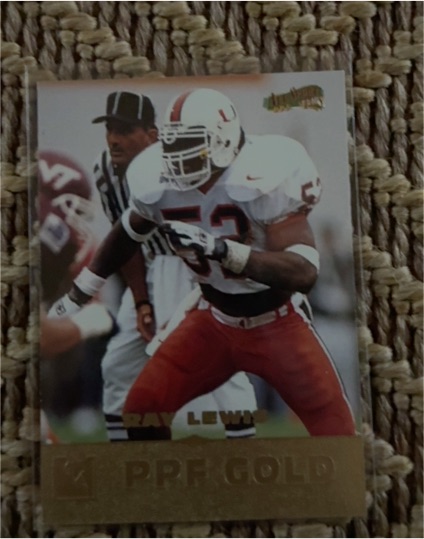 1996 Score Board All Sport PPF Plus #139 Ray Lewis Rookie Miami Hurricanes — front