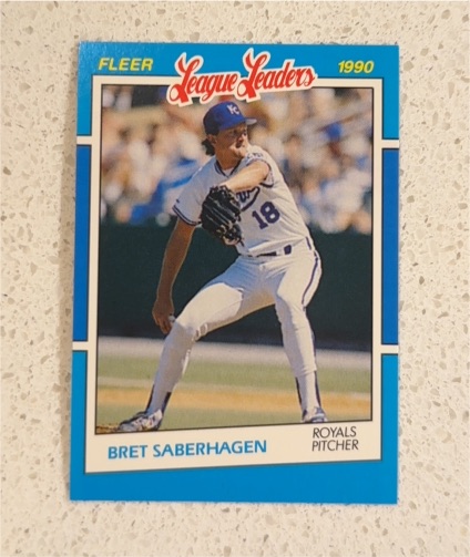 1990 Fleer League Leaders #32 Bret Saberhagen — front