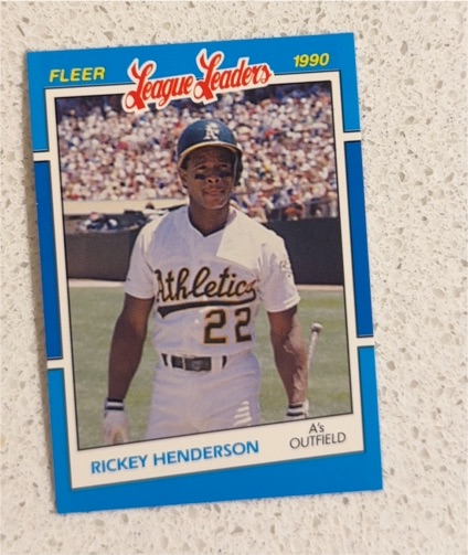 1990 Fleer League Leaders #18 Rickey Henderson — front