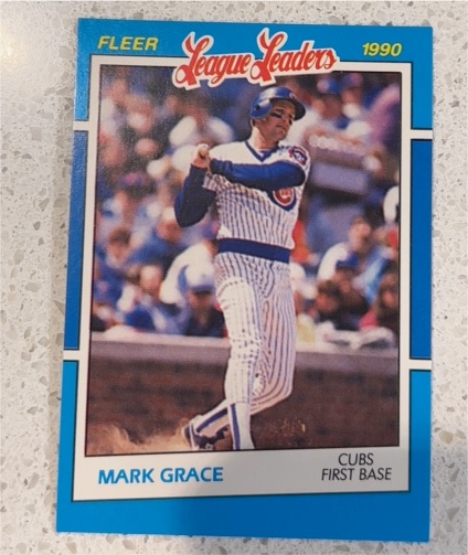 1990 Fleer League Leaders #12 Mark Grace — front