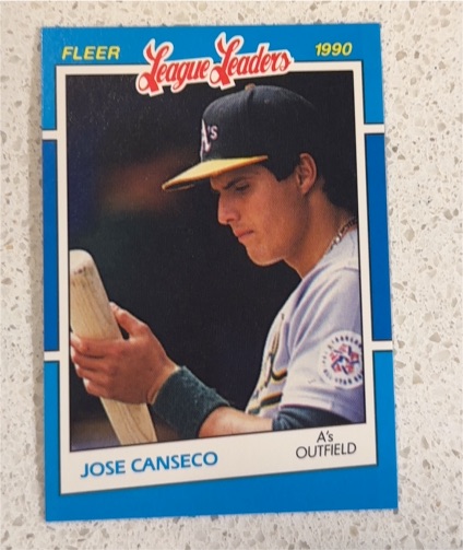 1990 Fleer League Leaders #5 Jose Canseco — front