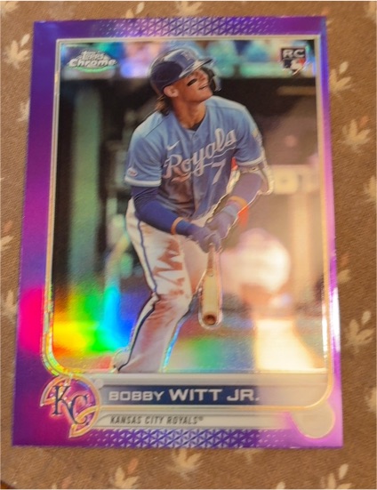 2022 Topps Chrome Update #USC35 Bobby Witt Jr. Purple Refractor Rookie Card — front