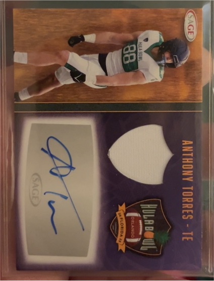 2025 Sage Artistry Football #HBSA-AT Anthony Torres RC Auto Hula Bowl Game Worn — front