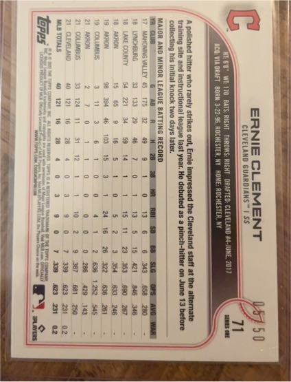 2022 Topps Series 1 #71 Ernie Clement — front