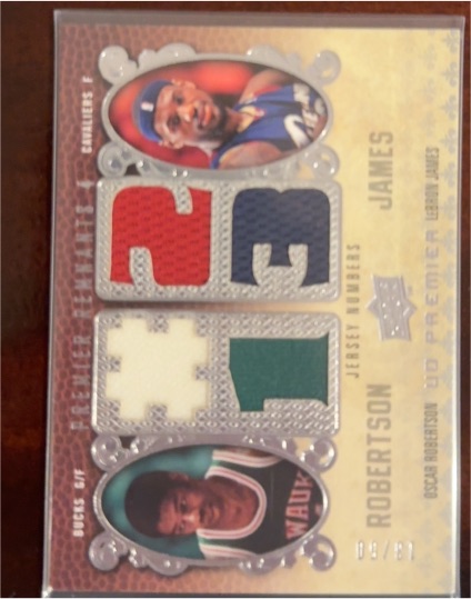 2008-09 Upper Deck Premier Remnants Quad #PR4-RO Oscar Robertson / LeBron James — front