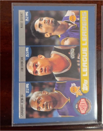 2000-01 Topps #150 Shaquille O'Neal/Tim Duncan/Kobe Bryant — front