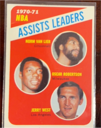 1971-72 Topps #143 Norm Van Lier / Oscar Robertson / Jerry West Assists Leaders — front