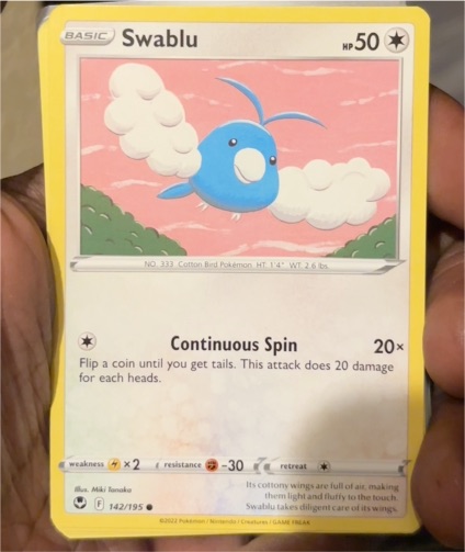 2022 Pokémon SWSH12: Silver Tempest #142 Swablu — front