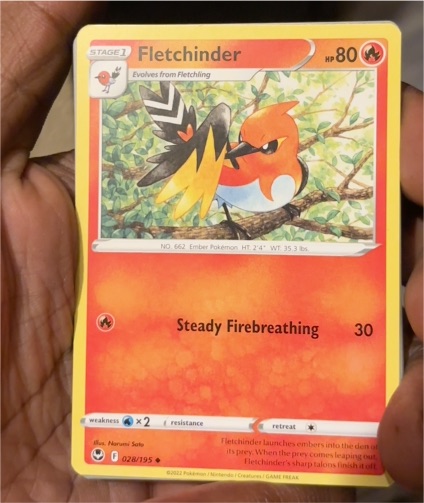 2022 Pokémon Sword & Shield Silver Tempest #028 Fletchinder — front