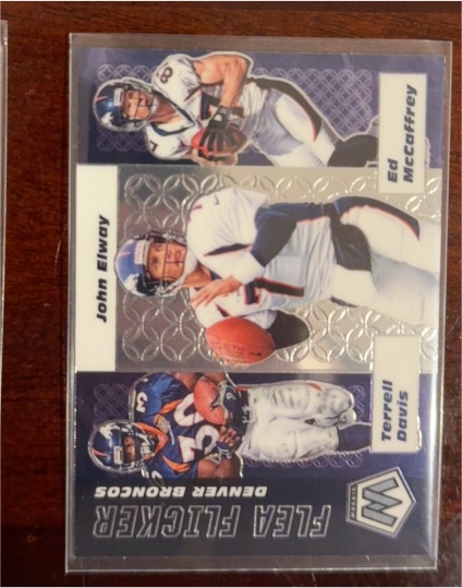 2020 Panini Mosaic #FF6 John Elway / Terrell Davis / Ed McCaffrey Flea Flicker — front