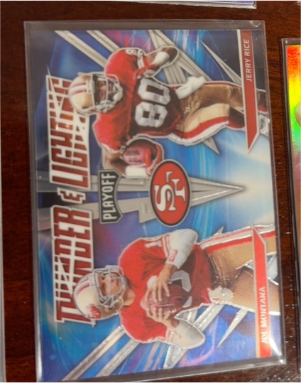 2021 Panini Playoff Thunder & Lightning #TL-7 Joe Montana, Jerry Rice — front