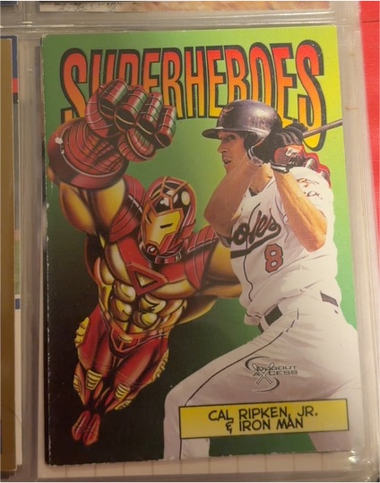 1998 SkyBox Dugout Axcess #7SH Cal Ripken Jr. & Iron Man — front