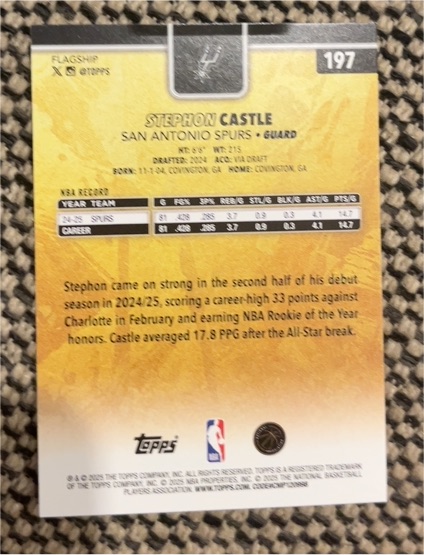 2024-25 Topps #197 Stephon Castle — front