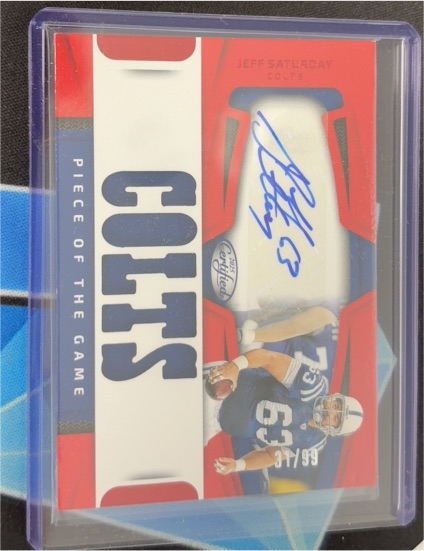 2025 Panini Certified Piece of the Game Jeff Saturday Patch Auto /99 — front